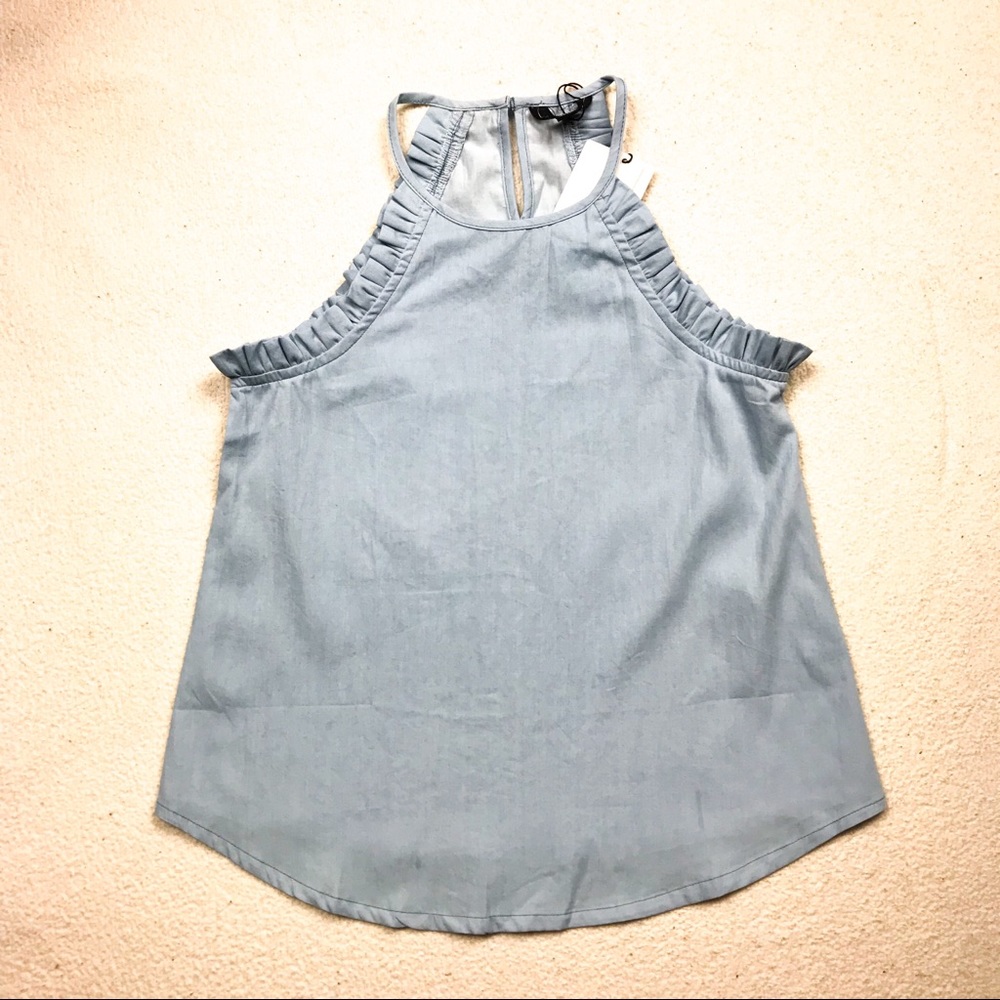 Sleevless Top with Ruffles and Keyhole Back - Picture 3 of 4